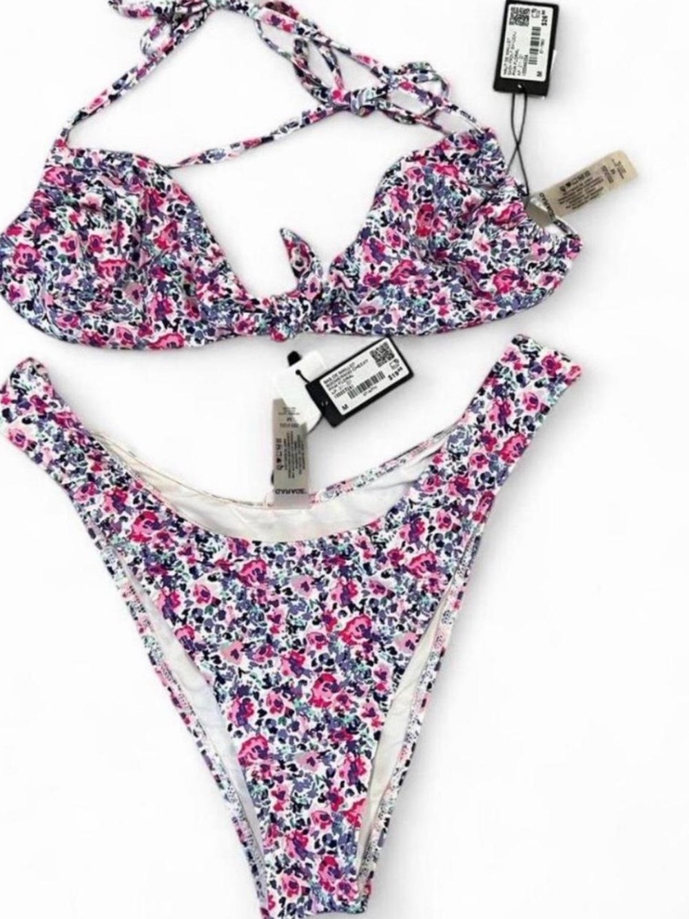 Girls Floral Pink Two-Piece One-Piece Style Swim Set